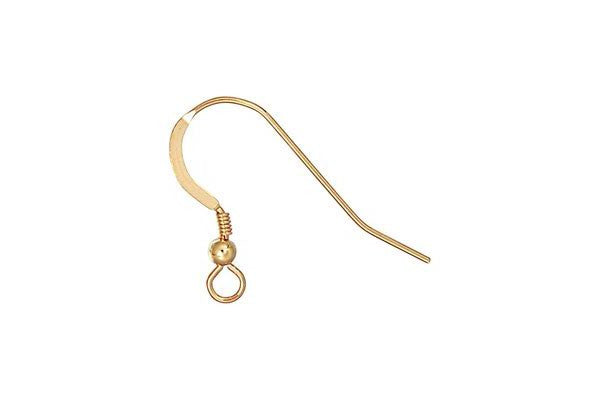 Gold-Filled Flat Ear Wire w/Coil & 3.0mm Bead, 24mm