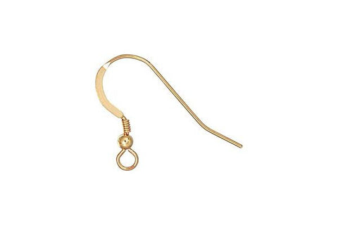 Gold-Filled Flat Ear Wire w/Coil & 3.0mm Bead, 24mm