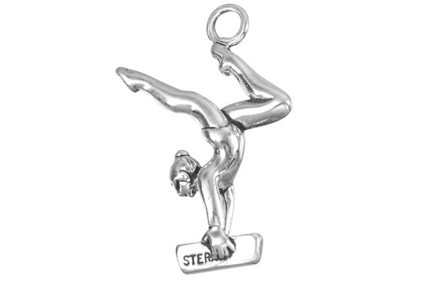 Sterling Silver Woman On Balance Beam Sports Charm, 20.0x15.0mm