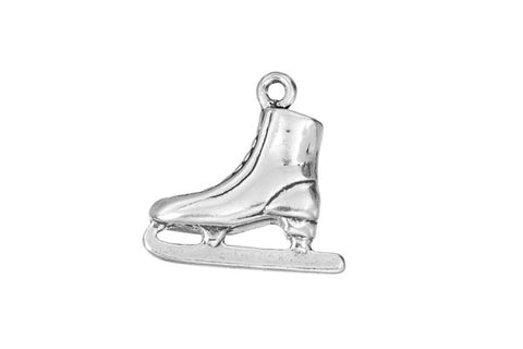 Sterling Silver Ice Skate Sports Charm, 12.0x14.0mm
