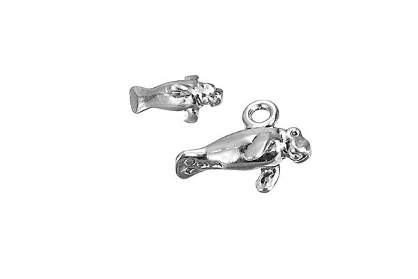 Sterling Silver Manatee Sealife Charm, 4.0x12.0mm