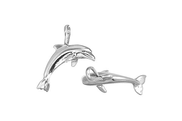 Sterling Silver Dolphin Sealife Charm, 18.0x5.0mm