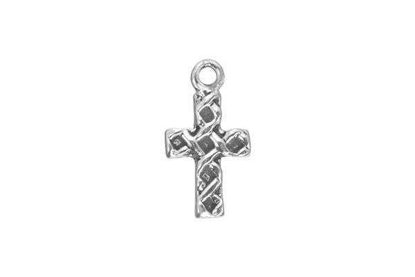 Sterling Silver Woven Cross Religious Charm, 12.0x8.0mm