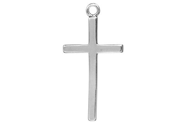 Sterling Silver Smooth Cross Religious Charm, 30.0x18.0mm