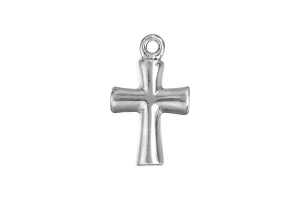 Sterling Silver Small Cross Religious Charm, 14.0x10.0mm