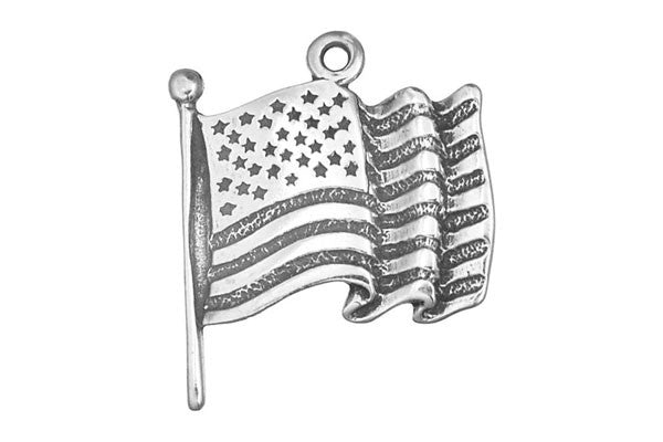 Sterling Silver US Flag Patriotic Charm, 9.0x22.0mm