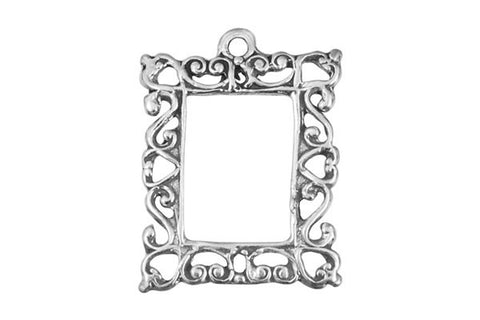 Sterling Silver Picture Frame Charm, 18.0x15.0mm