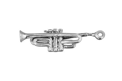 Sterling Silver Trumpet Charm, 35.0x10.0mm