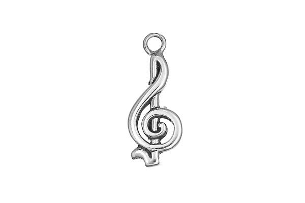Sterling Silver Treble Clef Charm, 23.0x10.0mm