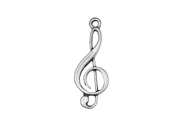 Sterling Silver Treble Clef Charm, 20.0x10.0mm