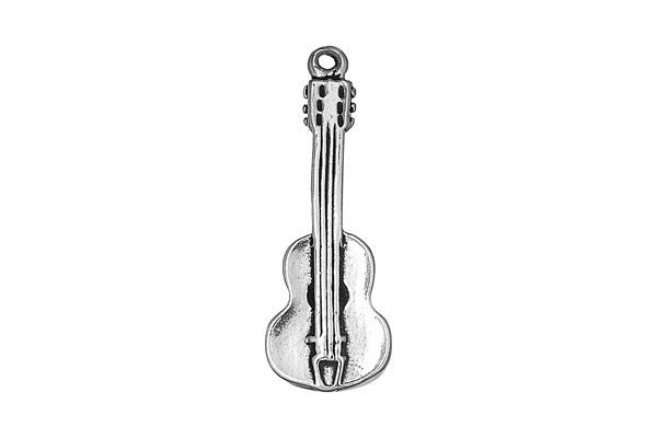 Sterling Silver Spanish Guitar Charm, 25.0x10.0mm