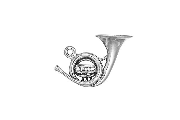 Sterling Silver French Horn Charm, 20.0x19.0mm
