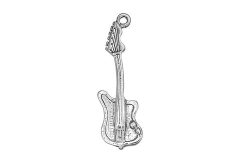 Sterling Silver Electric Guitar Charm, 27.0x10.0mm