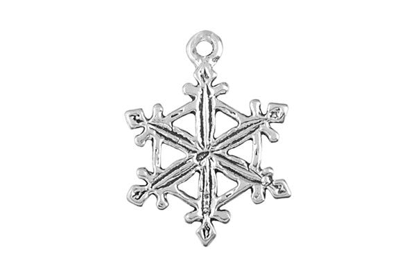Sterling Silver Snowflake Charm, 15.0x15.0mm