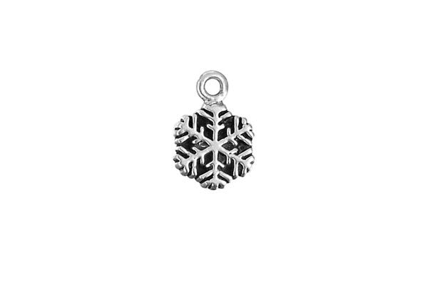 Sterling Silver Small Snowflake Charm, 8.0x8.0mm