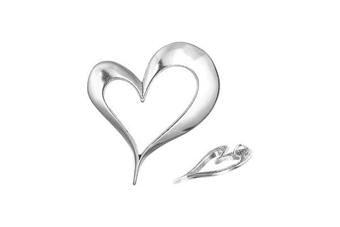 Sterling Silver Large Open Heart Charm, 33.0x33.0mm