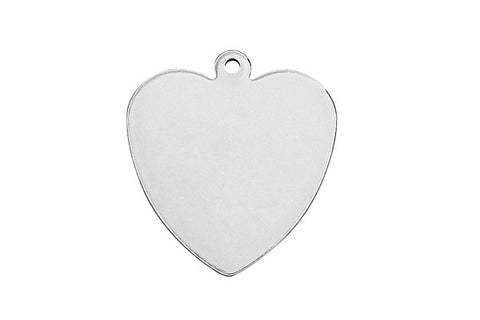 Sterling Silver Heart Charm, 18.0x18.0mm