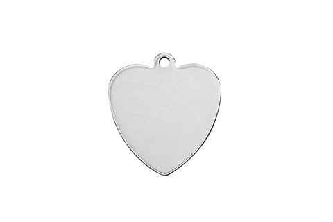 Sterling Silver Heart Charm, 14.0x14.0mm