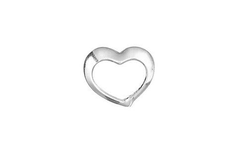 Sterling Silver Floating Heart Charm, 14.0x16.0mm