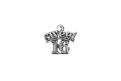 Sterling Silver Sweet 16 Charm, 12.0x14.0mm