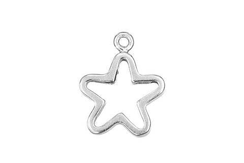 Sterling Silver Open Star Charm, 22.0x18.0mm