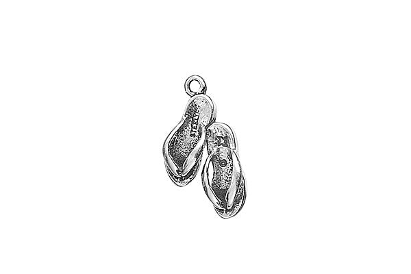 Sterling Silver Double Flip Flop Charm, 16.0x11.0mm