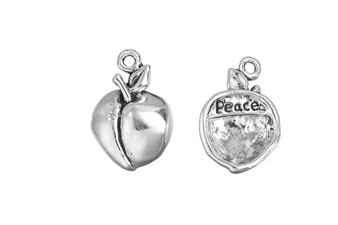 Sterling Silver Peach - Peace Charm, 19.0x12.0mm