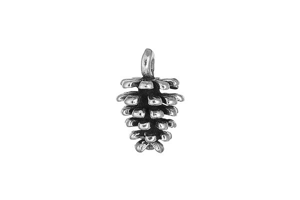 Sterling Silver Med. Pine Cone Charm, 17.0x10.0mm