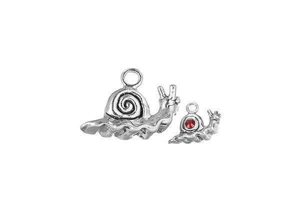 Sterling Silver Snail Charm, 12.0x17.0mm