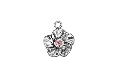 Sterling Silver Buttercup Flower Charm, 14.0x14.0mm