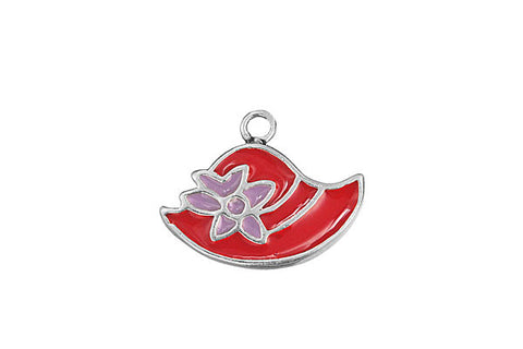 Sterling Silver Red Hat Charm, 14.0x20.0mm