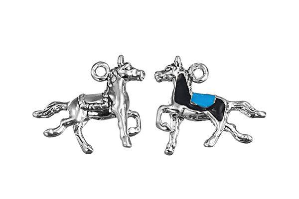 Sterling Silver Carousel Horse Charm, 16.0x21.0mm