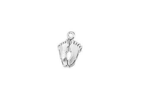 Sterling Silver Small Feet Charm, 10.0x9.0mm