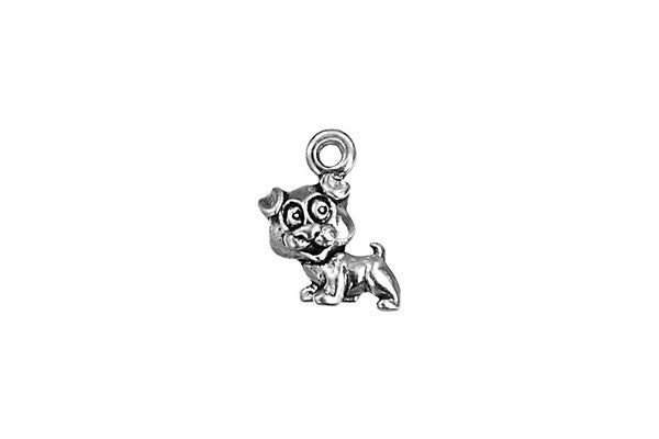Sterling Silver Puppy Charm, 11.0x6.0mm