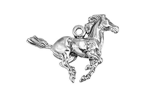 Sterling Silver Galloping Mustang Charm, 19.0x30.0mm