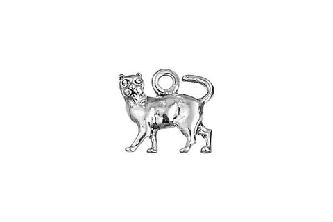 Sterling Silver Cat Charm, 9.0x9.0mm