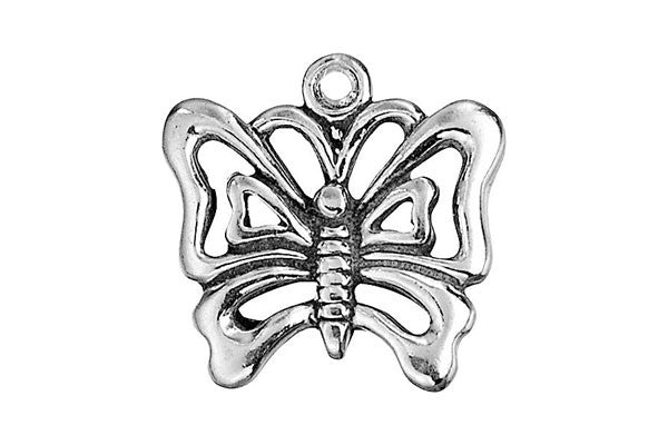 Sterling Silver Butterfly Charm, 17.0x17.0mm