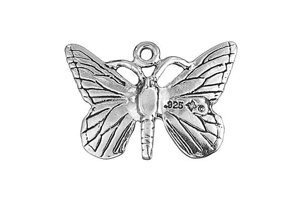 Sterling Silver Butterfly Charm, 15.0x22.0mm