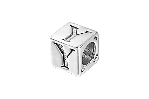 Sterling Silver New Alphabet Letter Y Cube, 6mm