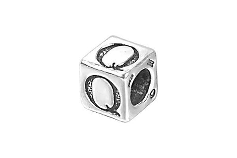 Sterling Silver New Alphabet Letter Q Cube, 6mm