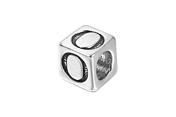Sterling Silver New Alphabet Letter O Cube, 6mm