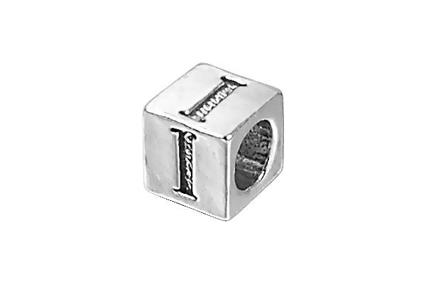 Sterling Silver New Alphabet Letter I Cube, 6mm