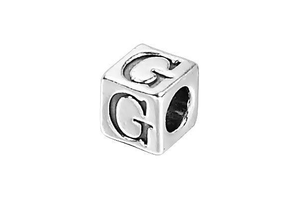 Sterling Silver New Alphabet Letter G Cube, 6mm