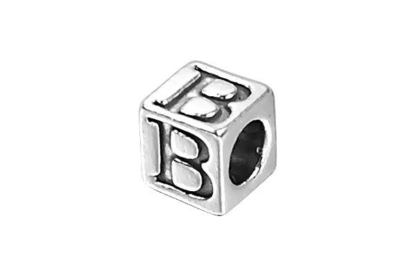 Sterling Silver New Alphabet Letter B Cube, 6mm