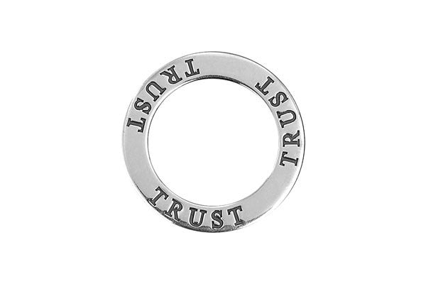 Sterling Silver Trust Affirmation Band Charm, 22.0mm