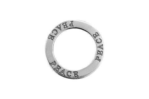 Sterling Silver Peace Affirmation Band Charm, 22.0mm