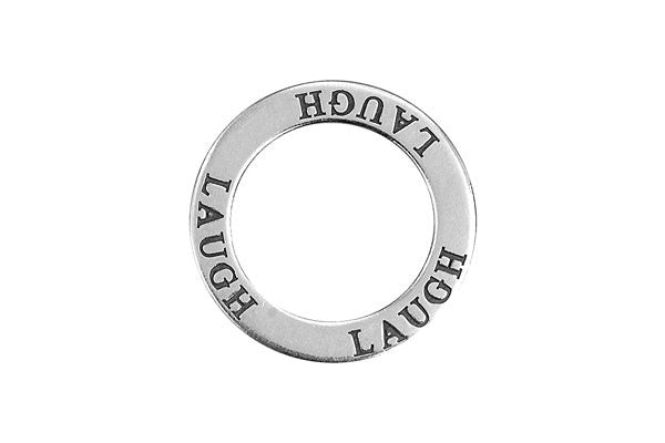 Sterling Silver Laugh Affirmation Band Charm, 22.0mm