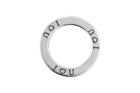 Sterling Silver I "heart" U Affirmation Band Charm, 22.0mm