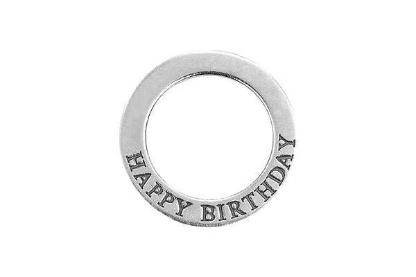Sterling Silver Happy Birthday Affirmation Band Charm, 22.0mm
