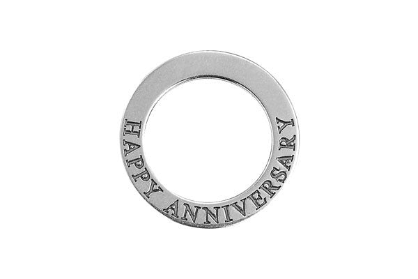 Sterling Silver Happy Anniversary Affirmation Band Charm, 22.0mm